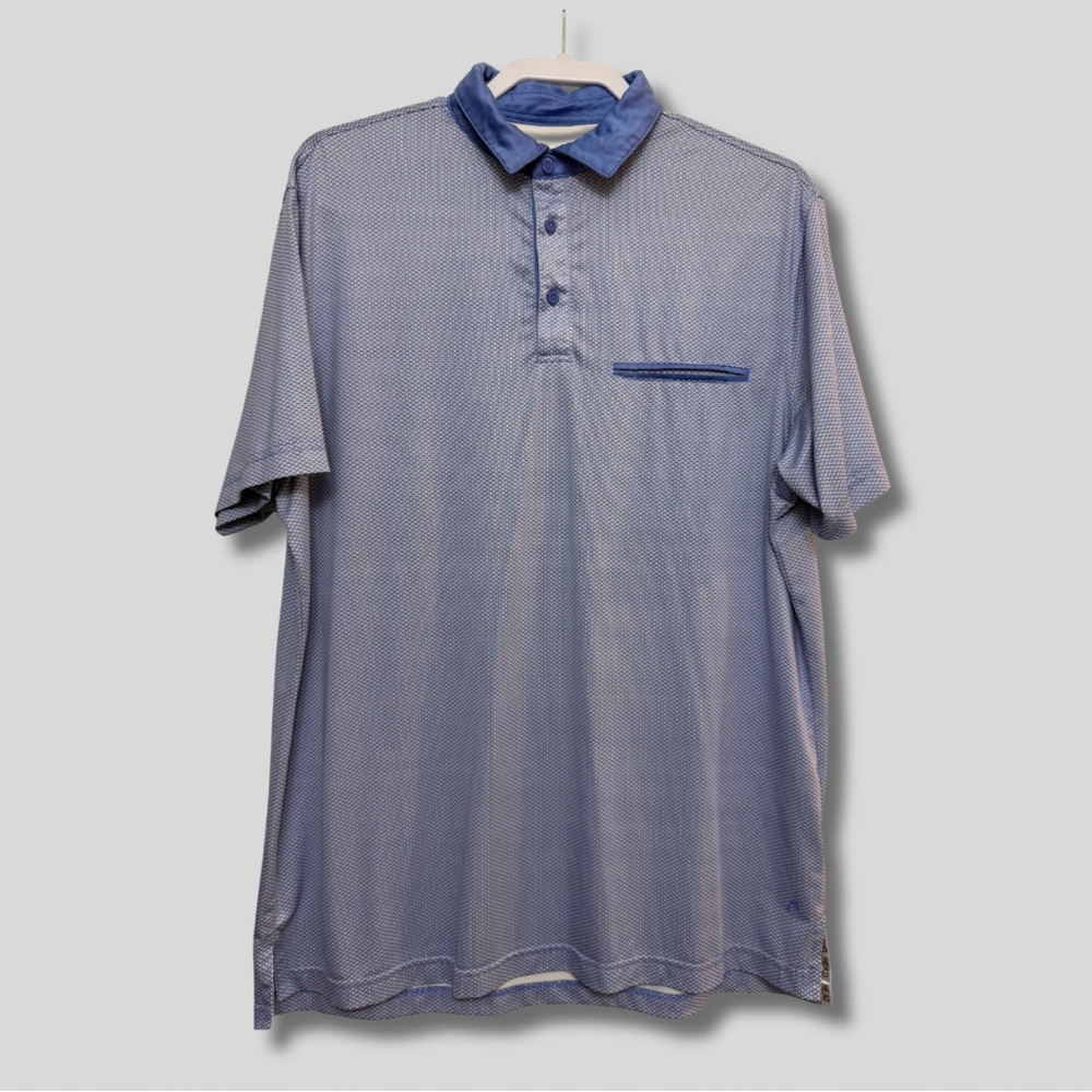 Men's Head Sportswear Hex Pattern Golf Polo Shirt Blue Size L